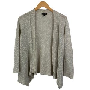 EILEEN FISHER Open Front Cardigan Long Sleeve Sweater Oatmeal Beige Medium H4